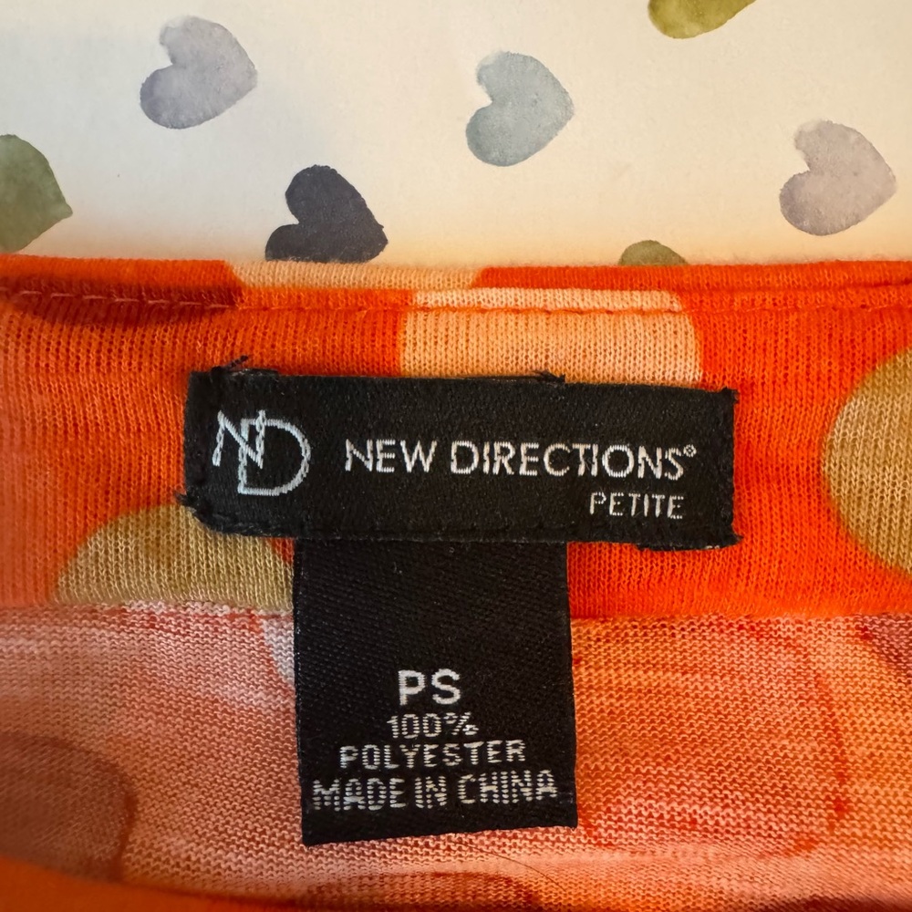 New Directions Orange With Colorful Polka Dot Blouse - Picture 6 of 11
